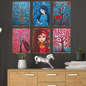 Set of Six Wall Paintings for Wall Dacoration Golden Framed Wall Paintings for Living Room & Bedroom Wall Art for Home Decoration & Office Wall Dรฉcor (17x13 inch CH-GD6-1)