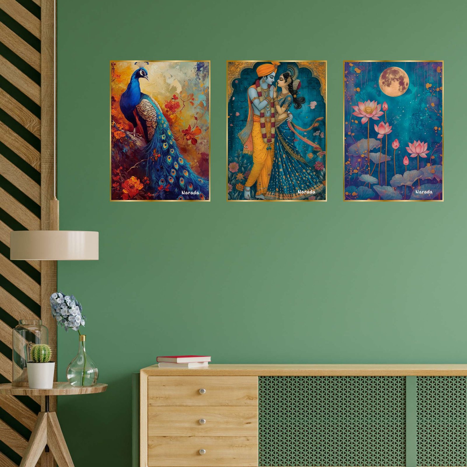 Set of Three Wall Paintings for Wall Dacoration Golden Framed Wall Paintings for Living Room & Bedroom Wall Art for Home Decoration & Office Wall Dรฉcor (24x18 inch CH-GD3-12) - Image 3