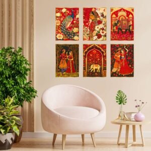 Set of Six Wall Paintings for Wall Dacoration Golden Framed Wall Paintings for Living Room & Bedroom Wall Art for Home Decoration & Office Wall Dรฉcor (17x13 inch CH-GD6-11)