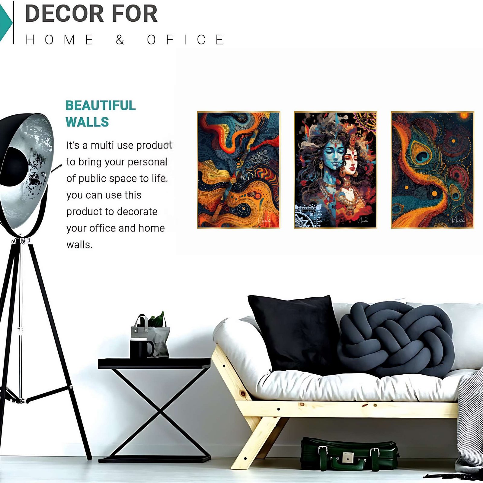 Set of Three Wall Paintings for Wall Dacoration Golden Framed Wall Paintings for Living Room & Bedroom Wall Art for Home Decoration & Office Wall Décor (24x18 inch CH-GD3-5) - Image 2
